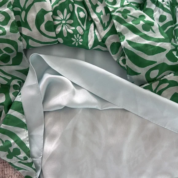 La Ligne Gathered Printed Cotton And Silk-blend Midi Dress In Kelly Green - Picture 7 of 7